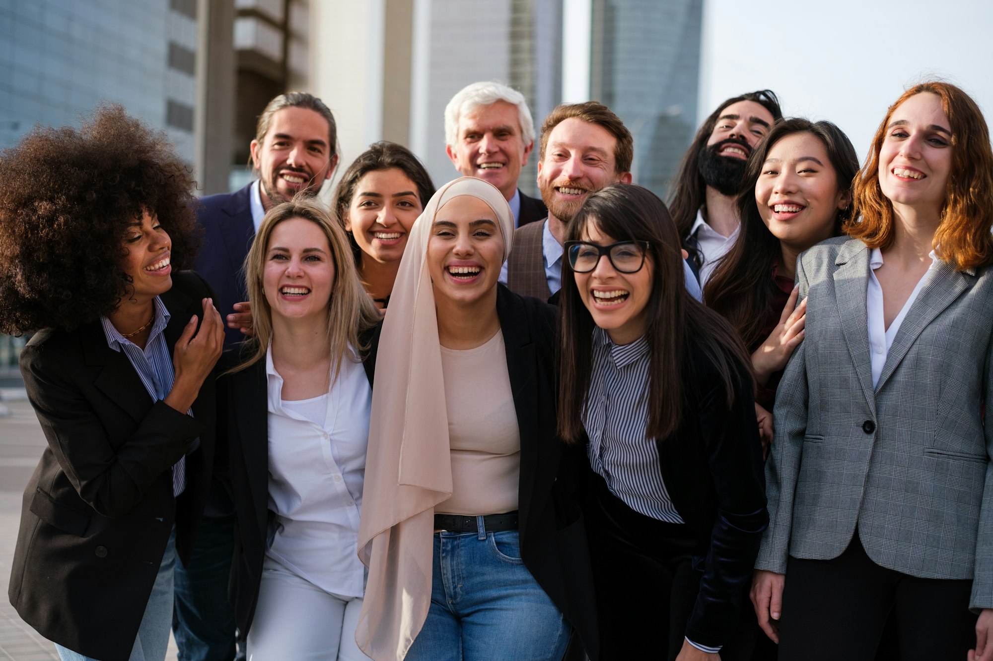 Group of diversity business people taking a photo